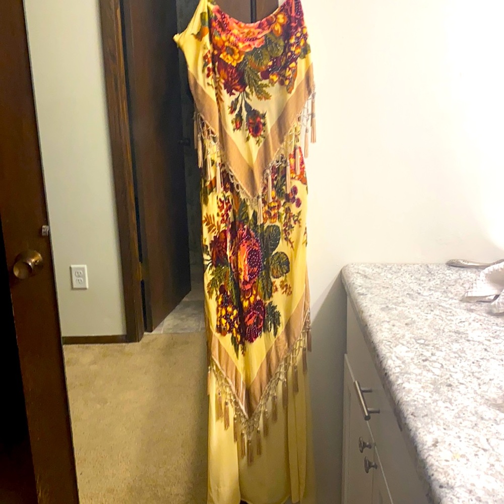 Vintage silk beaded midi dress